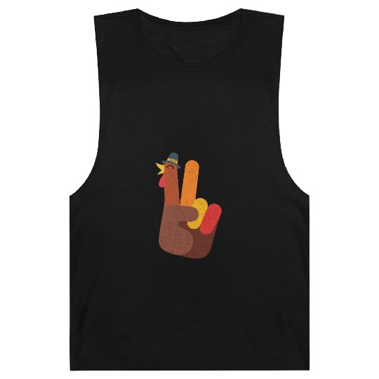 Peace Love Turkey Hand Sign Funny Thanksgiving Barnard Tanks