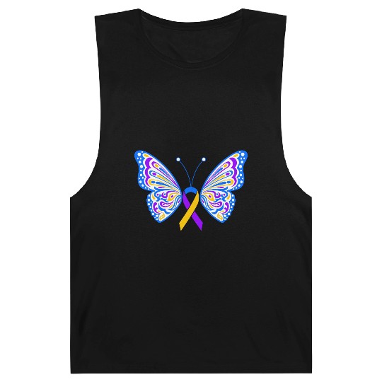 Bladder Cancer Purple Yellow Blue Ribbon Butterfly Barnard Tanks
