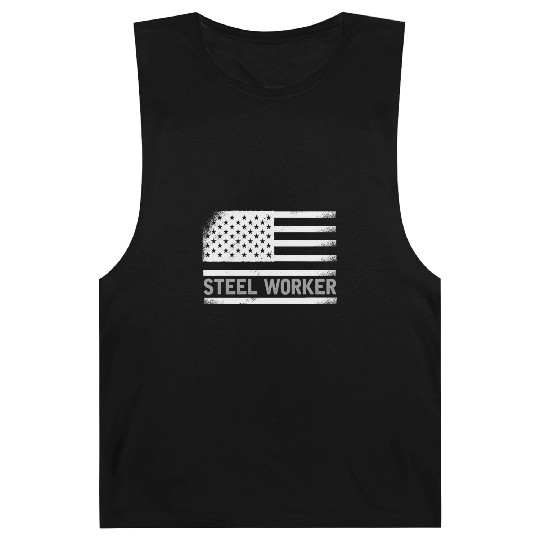 US Flag Steel Worker Blue Collar Barnard Tanks