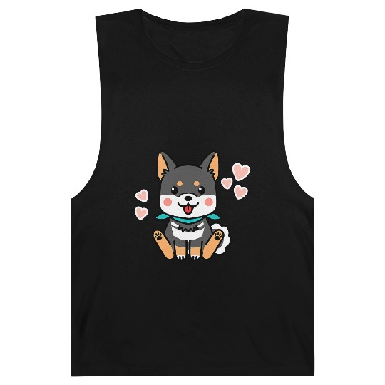 Black Shiba Inu Valentines Day Kawaii Japanese Dog Barnard Tanks