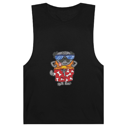 Hot Dog Pug Lover Summer Beach Barnard Tanks