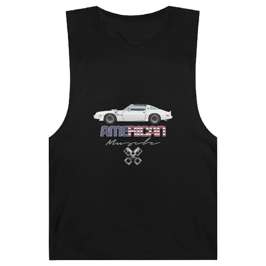 American Muscle Cameo White w Argent Graphics Barnard Tanks