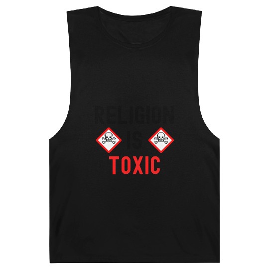 RELIGION Is TOXIC Skull Crossbones toxicity symbol Barnard Tanks