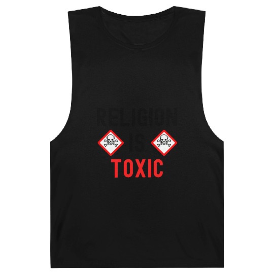 RELIGION Is TOXIC Skull Crossbones toxicity symbol Barnard Tanks