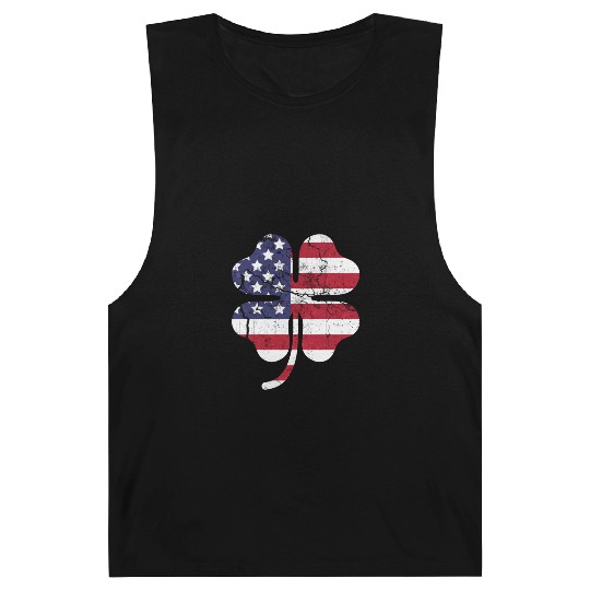 St. Patrick's Day Irish American Flag Shamrock Barnard Tanks