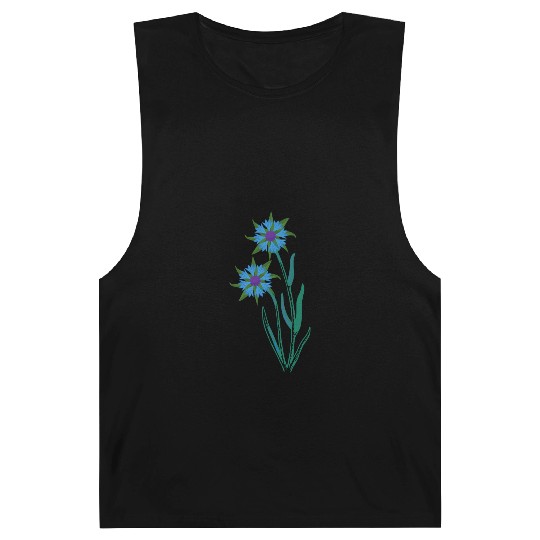 Blue Cornflowers - Floral Artwork With Spring Barnard Tanks