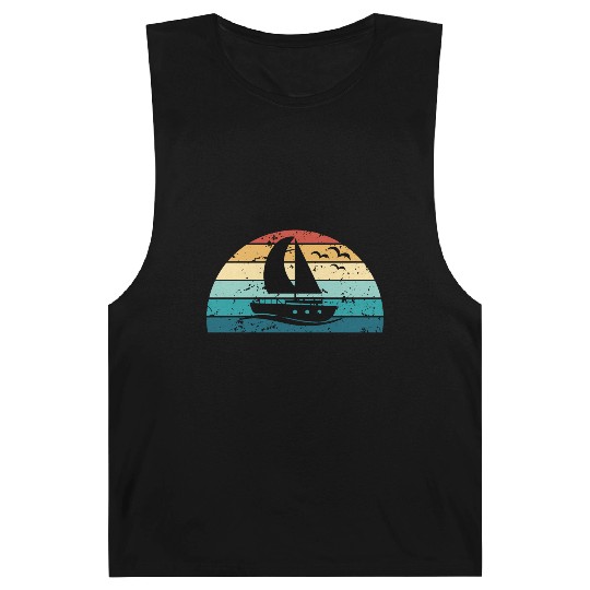 Retro Boating Sunset Vintage boat Sunrise Barnard Tanks