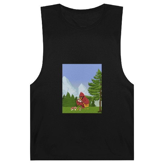 Cardinal Bird Foraging Collecting Mushrooms Barnard Tanks