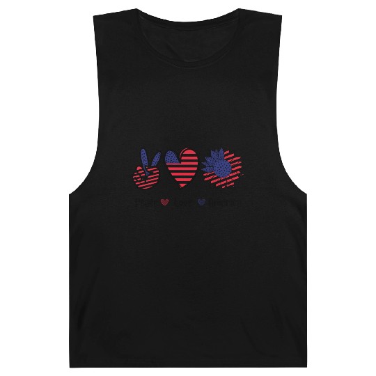 Peace Love America 4th July Gift Barnard Tanks Design