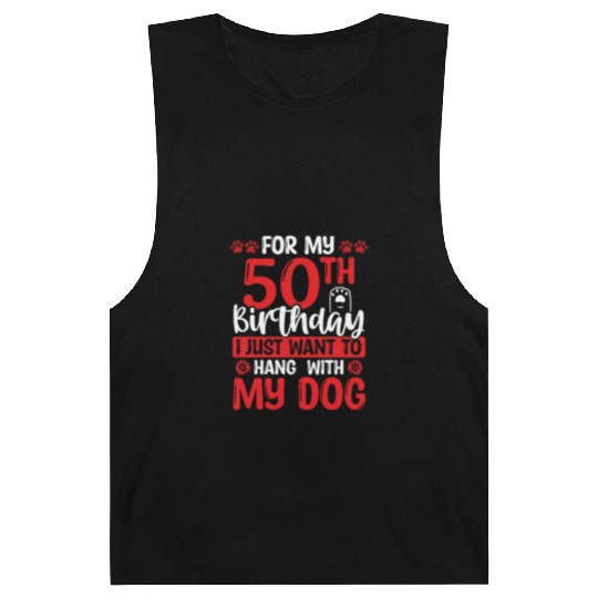 50th Birthday with my Dog Dad Dog Mom 50 Year Old Barnard Tanks