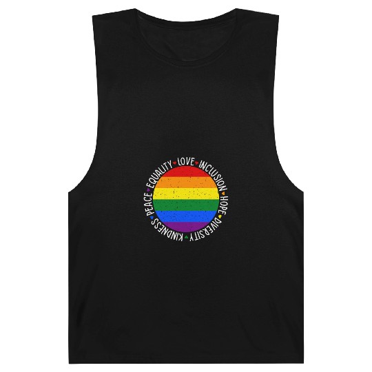 Kindness Equality Love LGBTQ Rainbow Flag Gay Barnard Tanks