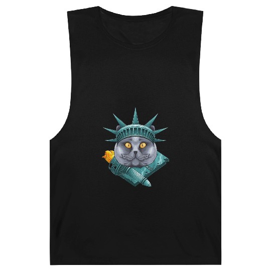 Statue Of Liberty British Shorthair 4th Of July US Barnard Tanks