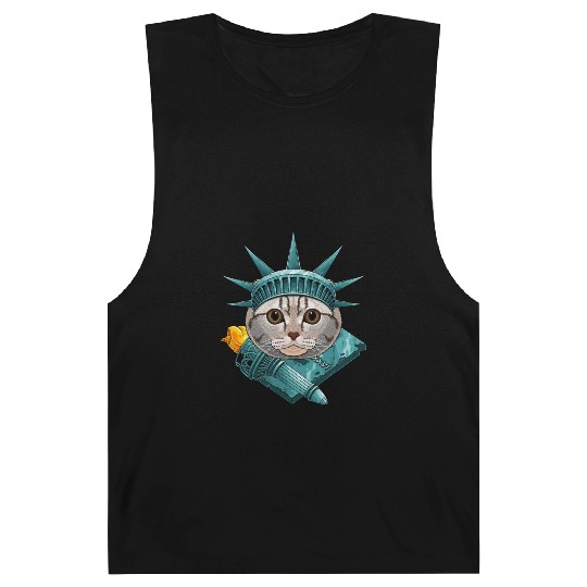 Statue Of Liberty Scottish Fold 4th Of July Cat US Barnard Tanks