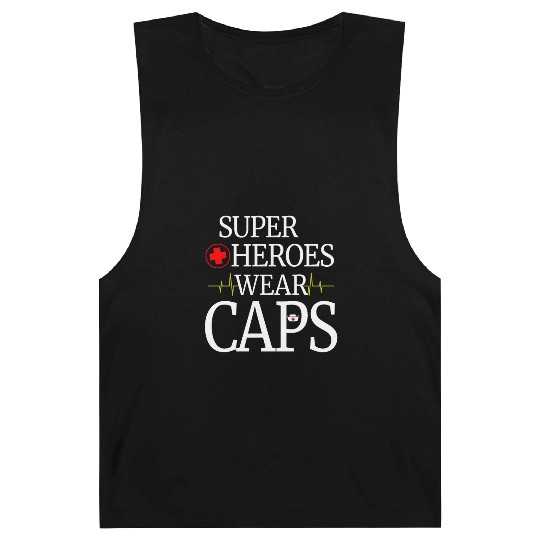 Superheroes Wear Caps Nurse Barnard Tanks