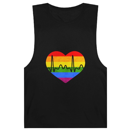 LGBTQ Flag Colorful Heart Lesbian Gay Pride Barnard Tanks