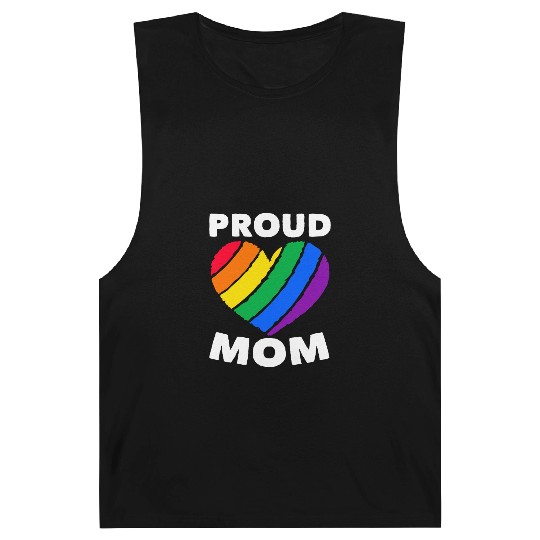 Proud Mom Colorful Heart LGBTQ Rainbow Flag Barnard Tanks