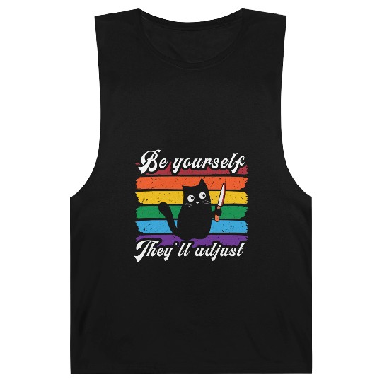 Be Yourself They ll Adjust LGBTQ Rainbow Flag Gay Barnard Tanks