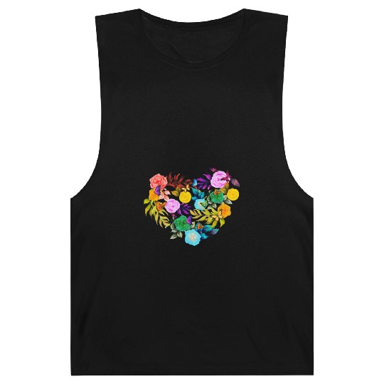 Pride Love - Heart shape Flowers with Butterflies Barnard Tanks