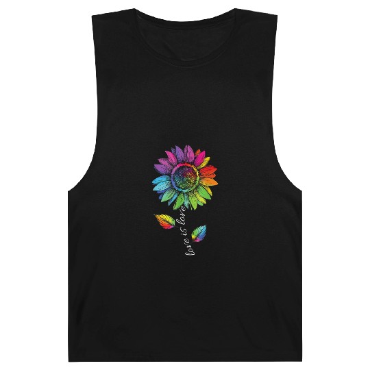 Rainbow Sunflower Love Is Love LGBT Gay Lesbian Barnard Tanks