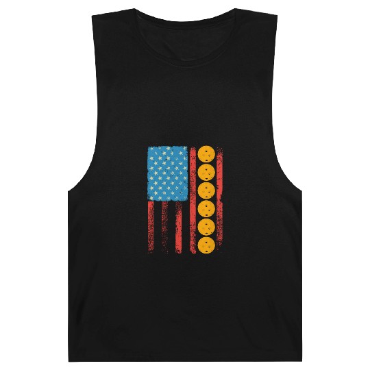 Pickleball US Flag Patriotic Pickleball Player Barnard Tanks