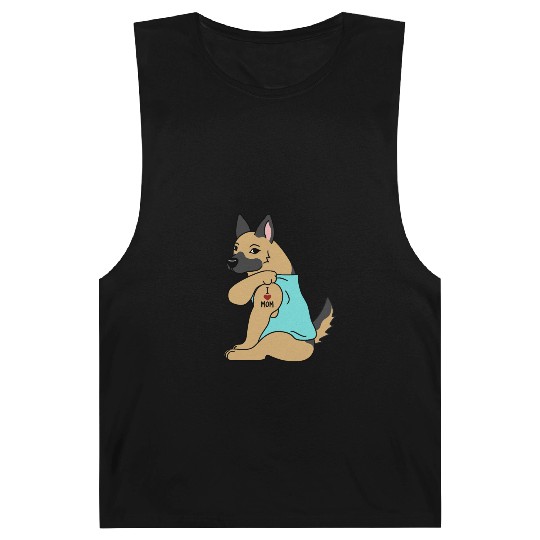 I Love Mom Tattoo German Shepherd Barnard Tanks