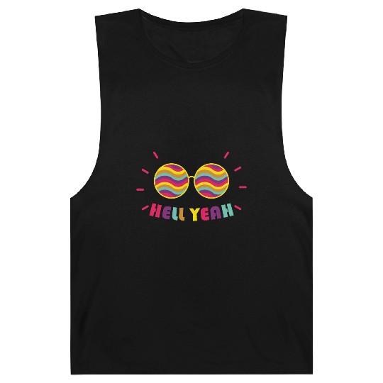 Pride Month - Hell Yeah - Rainbow Glasses Barnard Tanks