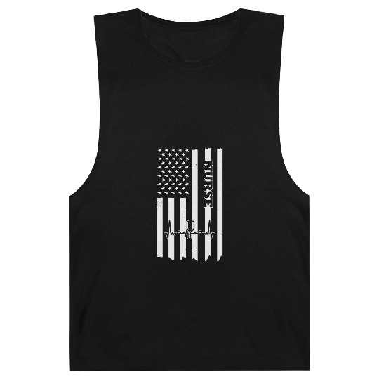 USA American Flag Patriotic Nurse Nursing Barnard Tanks