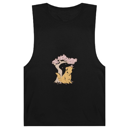 Dog With Sakura Tree Barnard Tanks