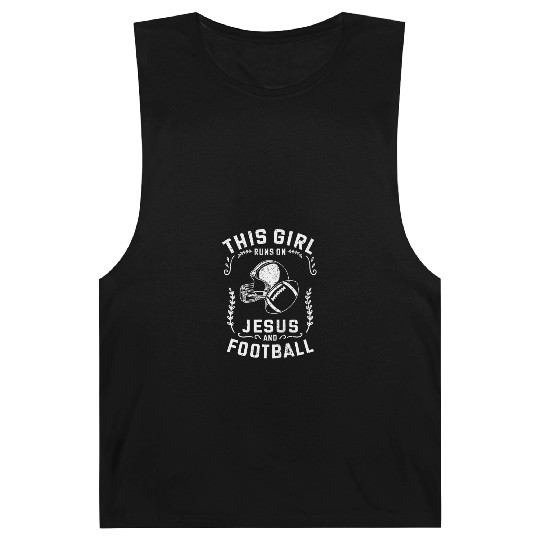 Christian This Girl Runs On Jesus And Football Barnard Tanks