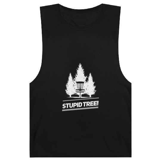 Funny Disc Golf Stupid Tree Distressed Frisbee Barnard Tanks
