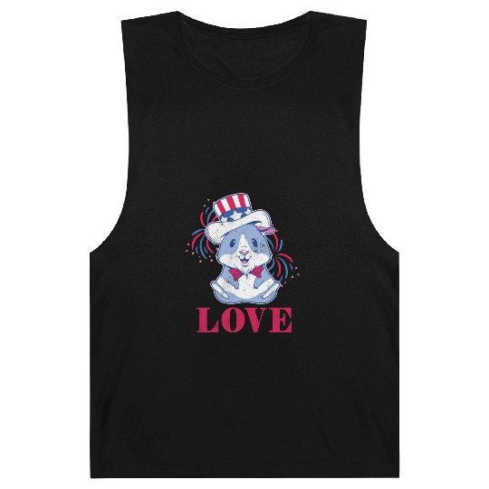 Love America American Pig Guinea USA 4th Of July Barnard Tanks