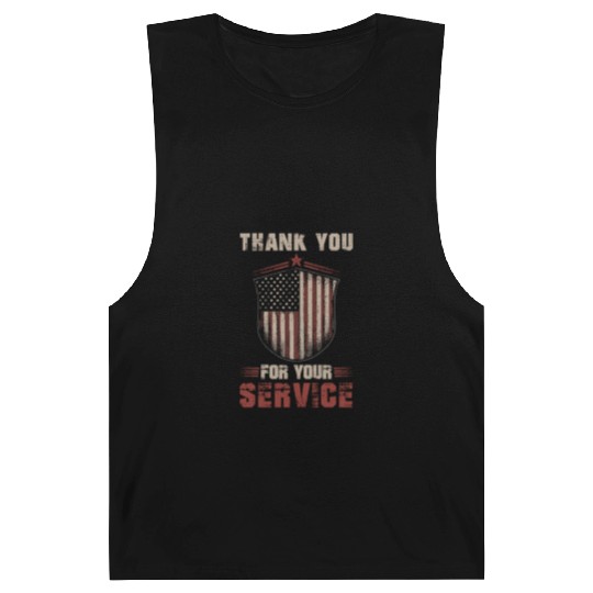 American Flag Patriotic Soldier US Veteran Men Barnard Tanks