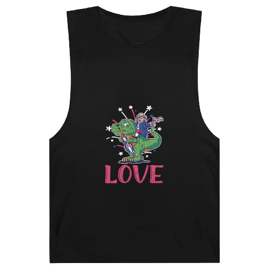 Love America Washington Dinosaur USA 4th Of July Barnard Tanks