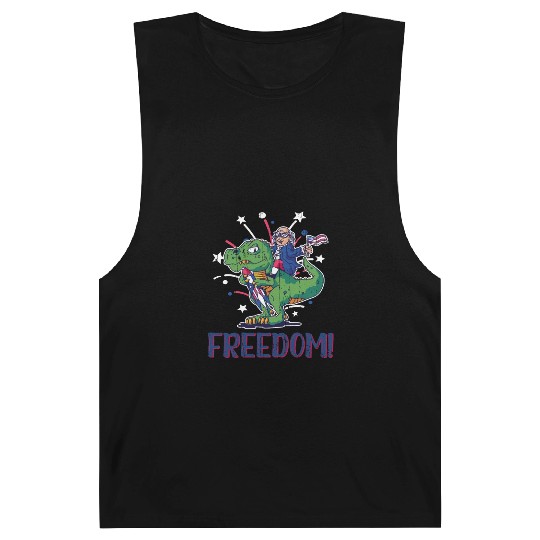 Freedom America Washington Dinosaur 4th Of July Barnard Tanks