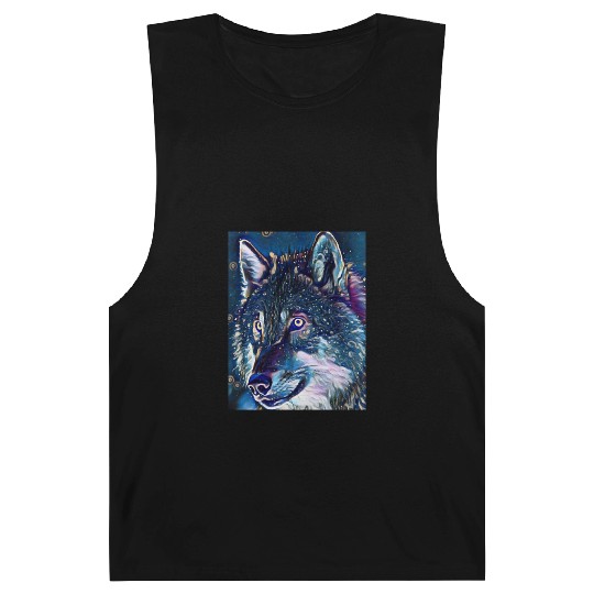 Cut Out Sticker Of Wolf In Midnight Barnard Tanks