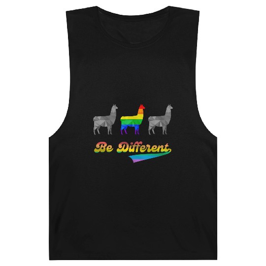 Llama Alpaca LGBTQ Gay Pride Rainbow Flag Differen Barnard Tanks