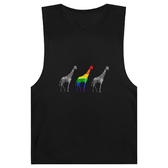 Giraffe LGBTQ Gay Pride Rainbow Flag Barnard Tanks