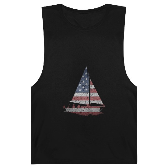 Distressed Stars Stripes Sailboat Sailing Adventur Barnard Tanks