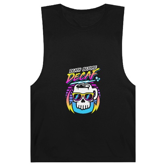 Death Before Decaf (Skull Mug) Retro Neon 80s 90s Barnard Tanks