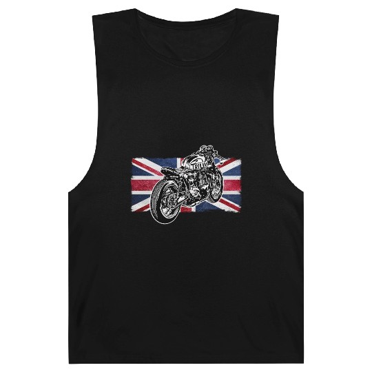 Cafe Racer Bike, Distressed UK Flag Vintage Ride Barnard Tanks