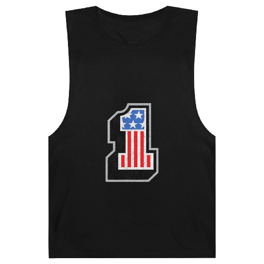 USA Stars Stripes Number One Patriotic Barnard Tanks