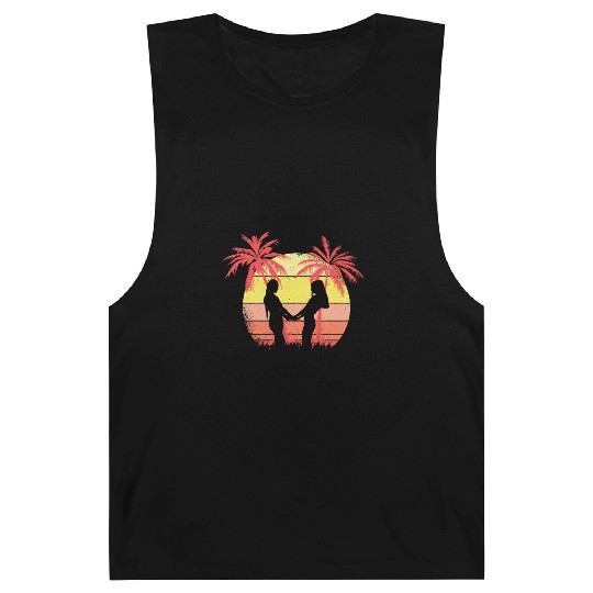 Lesbian Romantic Couple Holding Hands Summer Barnard Tanks