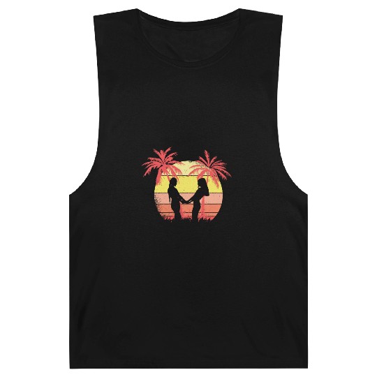 Lesbian Romantic Couple Holding Hands Summer Barnard Tanks