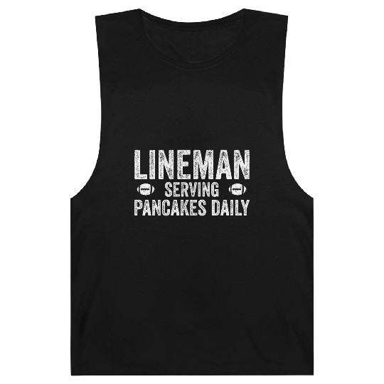 Football Lineman Serving Pancakes Daily Barnard Tanks
