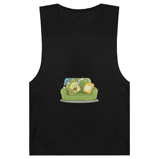 Toad Frog Drinking Coffee I Hate Morning People Barnard Tanks