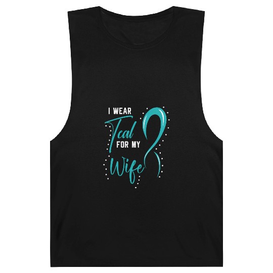 I Wear Teal For My Wife PCOS Polycystic Ovary Barnard Tanks