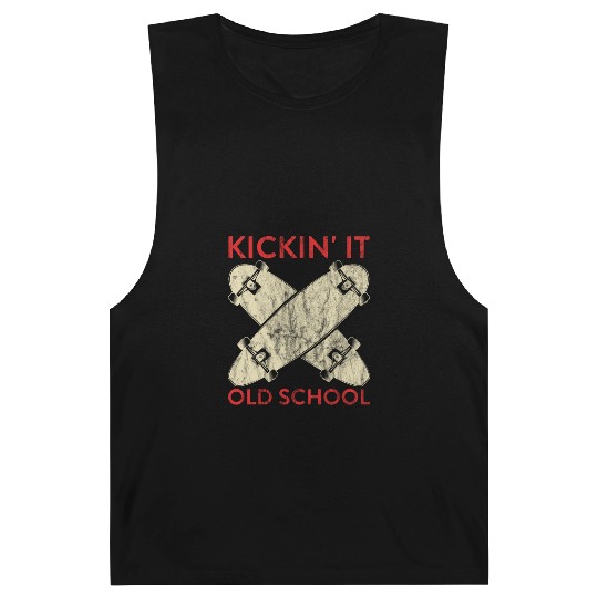 Funny Skateboard Kickin' It Old School Skateboarde Barnard Tanks