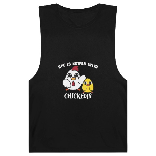 Life Is Better with Chickens Cartoon Funny Hen Barnard Tanks