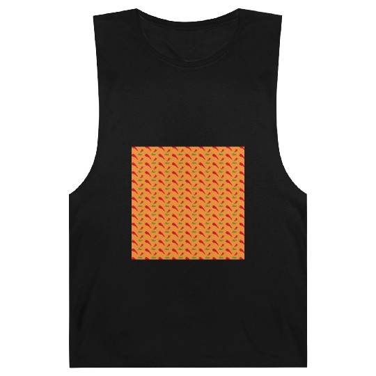 Red Chilli Pepper Pattern on orang Barnard Tanks