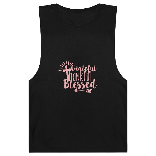 Grateful Thankful And Blessed Jesus Cross Barnard Tanks